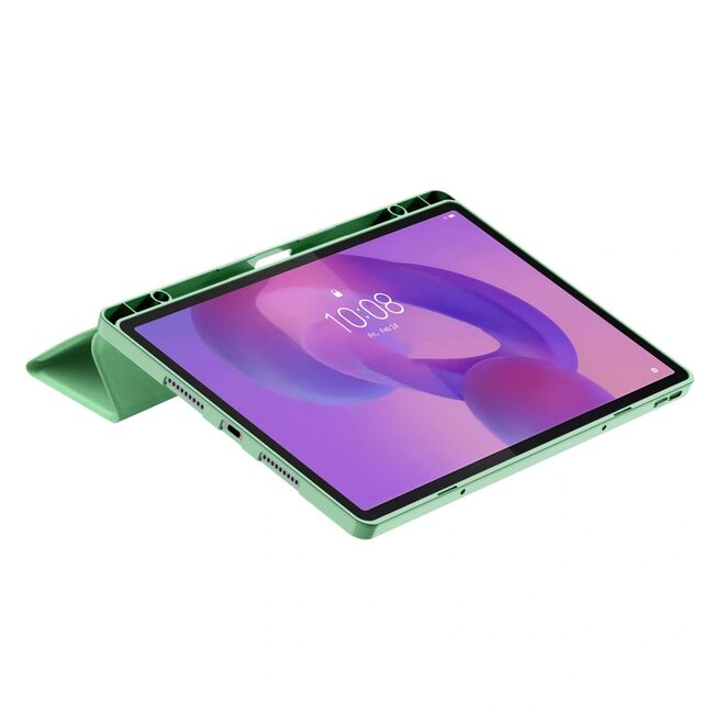 Husa pentru Lenovo Idea Tab Pro 12.7 inch cu functie wake-up/sleep si compartiment pentru stylus, tip stand - verde