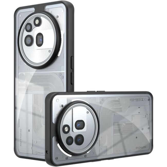 Husa pentru Nothing Phone (3a) Pro Anti-Scratch, Anti-Fingerprint, Anti-Oil, Never-Yellow, transparent / negru