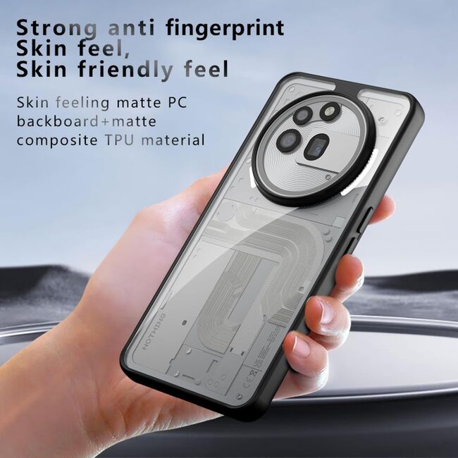 Husa pentru Nothing Phone (3a) Pro Anti-Scratch, Anti-Fingerprint, Anti-Oil, Never-Yellow, transparent / negru