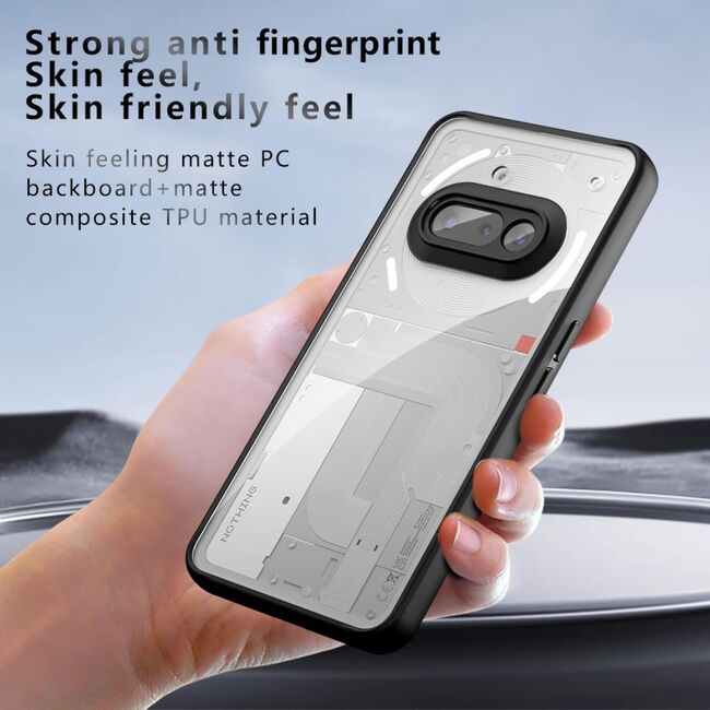 Husa pentru Nothing Phone (3a) cu protectie lentile, Anti-Scratch, Anti-Fingerprint, Anti-Oil, Never-Yellow, transparent / negru