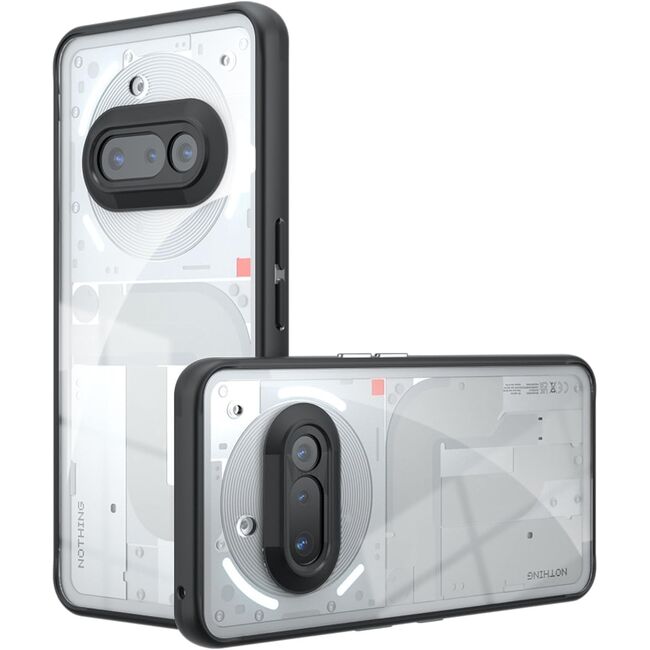 Husa pentru Nothing Phone (3a) cu protectie lentile, Anti-Scratch, Anti-Fingerprint, Anti-Oil, Never-Yellow, transparent / negru
