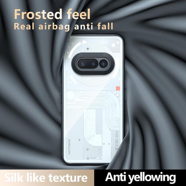 Husa pentru Nothing Phone (3a) cu protectie lentile, Anti-Scratch, Anti-Fingerprint, Anti-Oil, Never-Yellow, transparent / negru