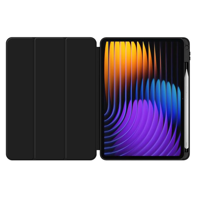 Husa pentru Xiaomi Pad 7 / 7 Pro Soft Shell cu functie wake-up/sleep si compartiment pentru stylus, tip stand - Negru