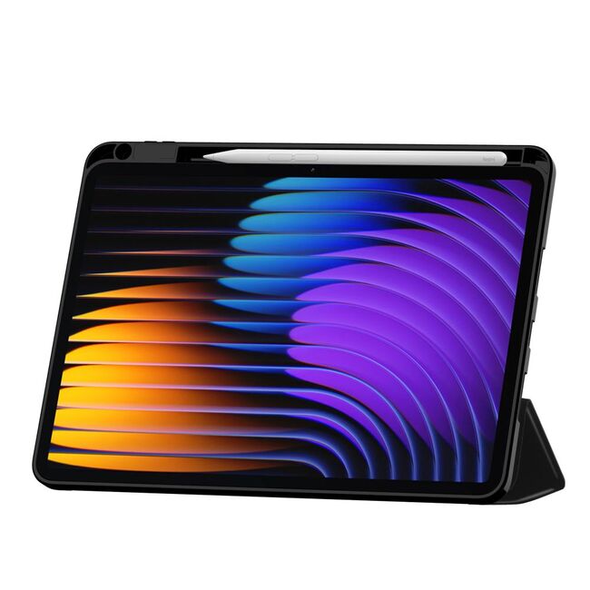 Husa pentru Xiaomi Pad 7 / 7 Pro Soft Shell cu functie wake-up/sleep si compartiment pentru stylus, tip stand - Negru