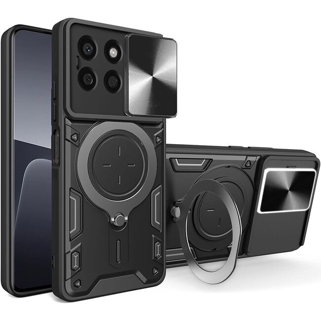 Husa pentru  Honor X8c cu protecție pentru cameră și suport magnetic integrat Ring Shockproof, Negru
