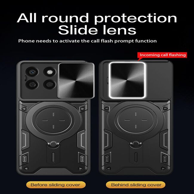 Husa pentru  Honor X8c cu protecție pentru cameră și suport magnetic integrat Ring Shockproof, Roz