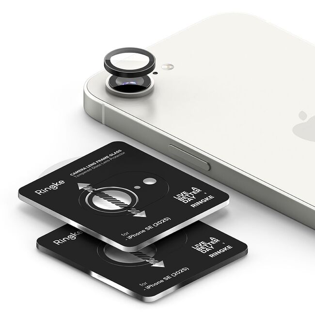 [Pachet 2x] Folie sticla camera iPhone 16e Ringke Camera Lens Frame, negru