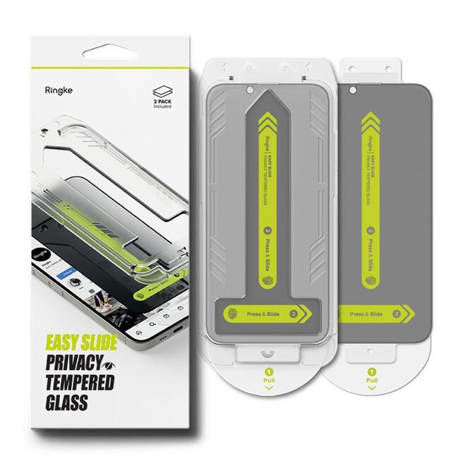 [Pachet 2x] Folie sticla iPhone 16e Ringke Easy Slide Privacy Tempered Glass, negru