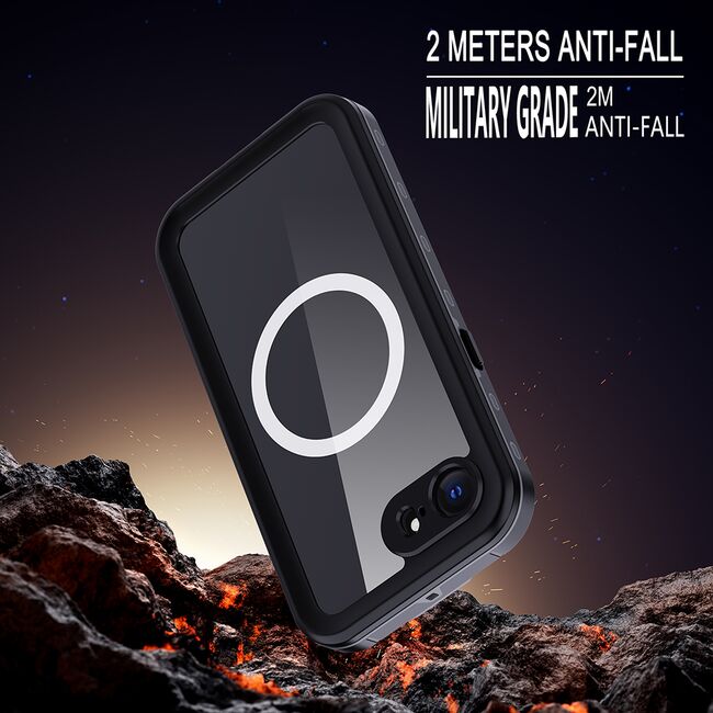 Husa impermeabila iPhone 16e ShellBox Waterproof IP68, negru
