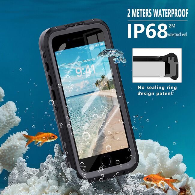 Husa impermeabila iPhone 16e ShellBox Waterproof IP68, negru