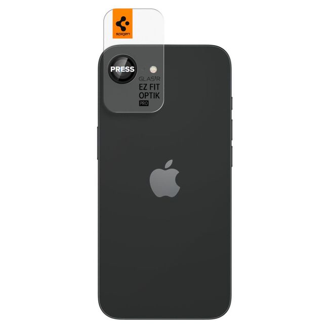 [Pachet 2x] Folie sticla camera iPhone 16e Spigen Glas.tR Optik EZ Fit Pro, negru