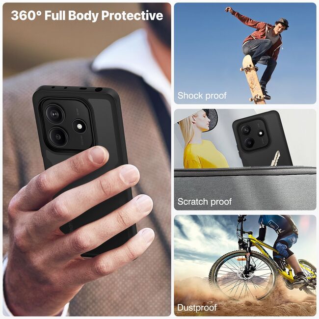 Set 360: Husa cu folie integrata pentru  Xiaomi Redmi Note 14 4G Protectie 360 fata / spate - Mov