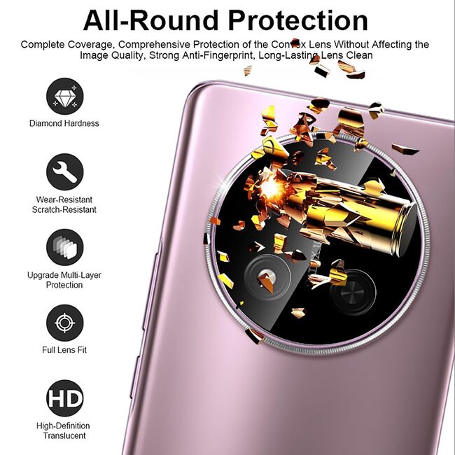 Folie de protectie camera pentru  Honor Magic 7 Lite din sticla securizata, Full Cover, Rezistenta 9H, Anti-Zgârieturi, montare usoara - Negru