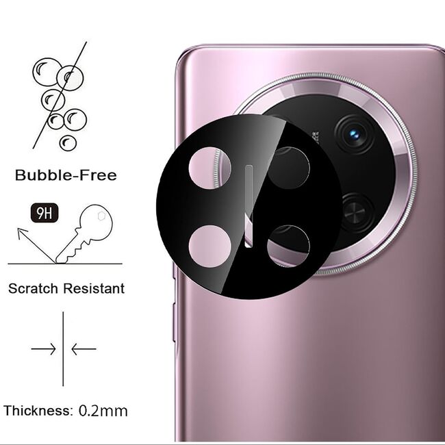 Folie de protectie camera pentru  Honor Magic 7 Lite din sticla securizata, Full Cover, Rezistenta 9H, Anti-Zgârieturi, montare usoara - Negru