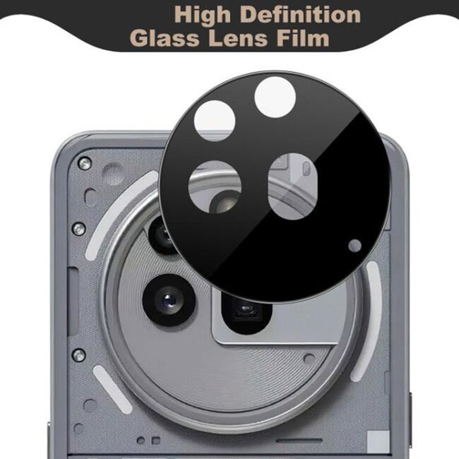 Folie de protectie camera pentru  Nothing Phone (3a) Pro din sticla securizata, Full Cover, Rezistenta 9H, Anti-Zgârieturi, montare usoara - Negru