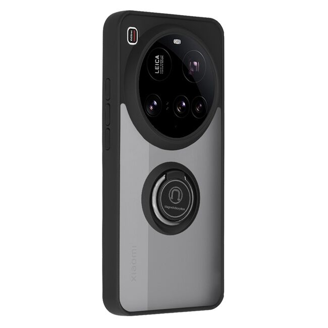 Husa de protectie pentru  Xiaomi 15 Ultra premium cu inel stand rotativ, suport magnetic si bumper anti-alunecare - Negru