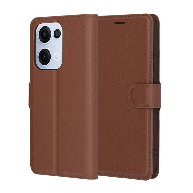 Husa pentru  Oppo Reno 13 Pro tip carte cu inchidere magnetica, compartimente pentru carduri si functie stand, Maro