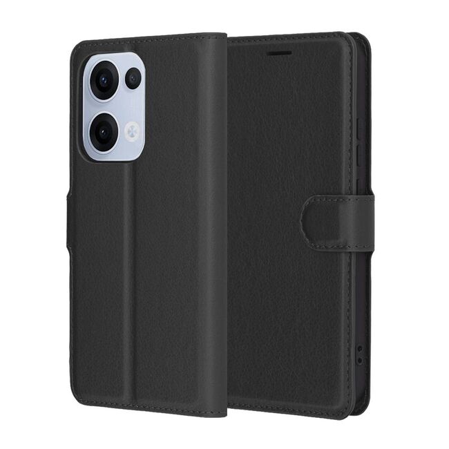 Husa pentru  Oppo Reno 13 tip carte cu inchidere magnetica, compartimente pentru carduri si functie stand, Negru
