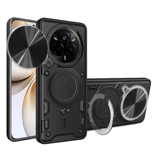Husa pentru  Realme 14 Pro+ Plus cu protecție pentru cameră și suport magnetic integrat Ring Shockproof, Negru royal