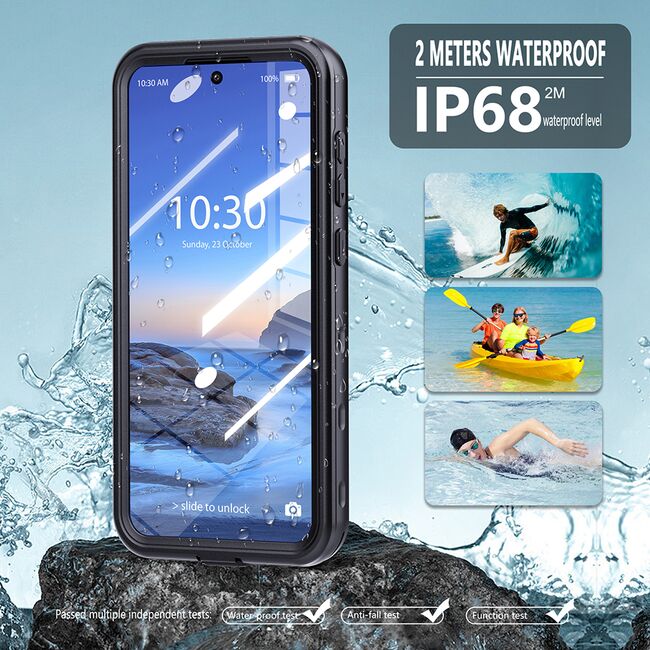 Husa pentru  Samsung Galaxy A36 ShockProof Dust-Water Proof IP68 Full Body 360 Protection, negru - transparent
