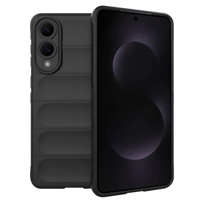 Husa pentru  Samsung Galaxy S25 Edge Liquid Silicone, Microfibre Lining, Non-Slip Airbag Design, Negru