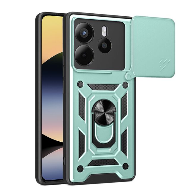 Husa pentru  Xiaomi Redmi Note 14 4G Ring Armor Kickstand Tough Rugged Cover cu protectie camera, Verde