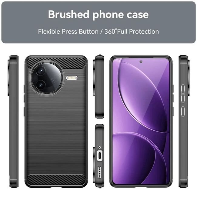 Husa pentru Poco F7 Pro Carbon Liquid Silicone, Negru denim