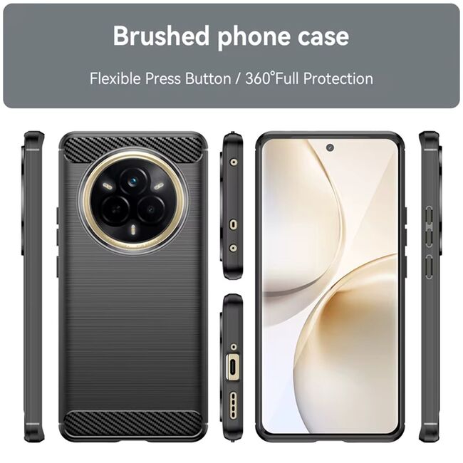 Husa pentru Realme 14 Pro 5G Carbon Liquid Silicone, Negru denim