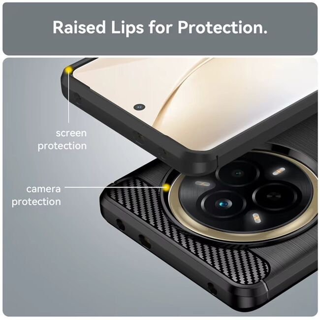 Husa pentru Realme 14 Pro 5G Carbon Liquid Silicone, Negru denim