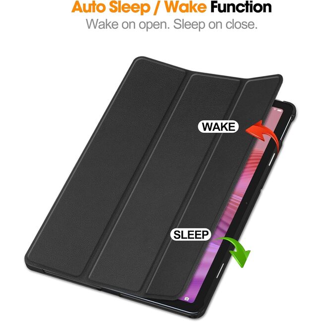 Husa pentru Lenovo Tab 10.1 2025 TB311 tip stand functie sleep/wake-up, protectie 360 - Negru