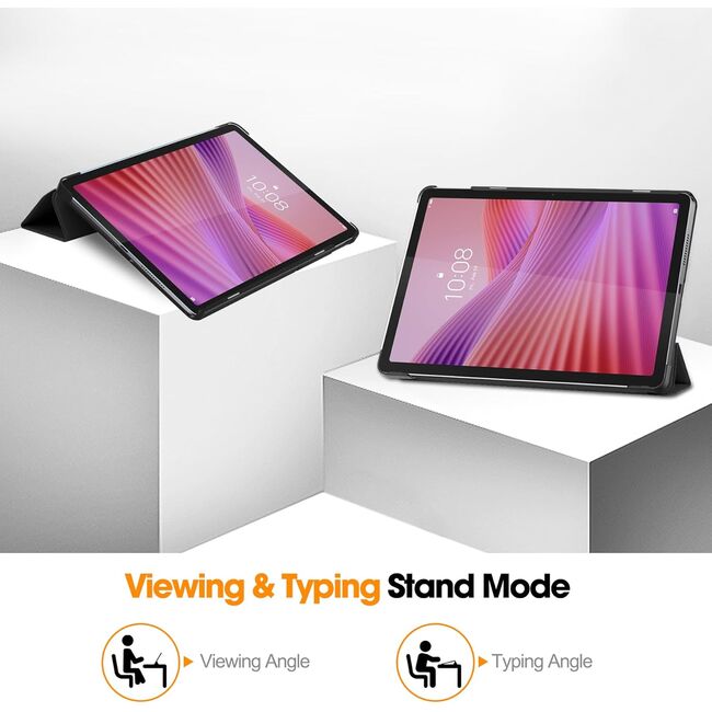 Husa pentru Lenovo Tab 10.1 2025 TB311 tip stand functie sleep/wake-up, protectie 360 - Negru