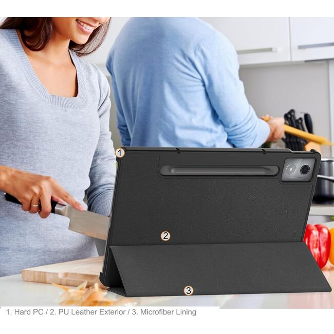 Husa pentru  Lenovo Idea Tab Pro 12.7 tip stand functie sleep/wake-up, protectie 360 - Albastru