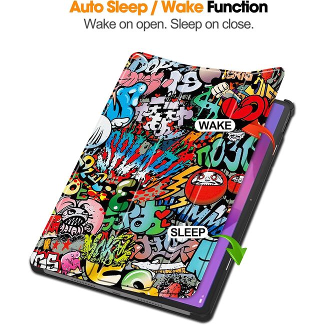Husa pentru  Lenovo Idea Tab Pro 12.7 tip stand functie sleep/wake-up, protectie 360 - Graffiti