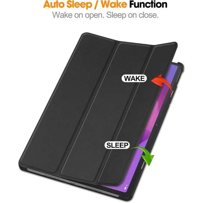 Husa pentru  Lenovo Idea Tab Pro 12.7 tip stand functie sleep/wake-up, protectie 360 - Negru