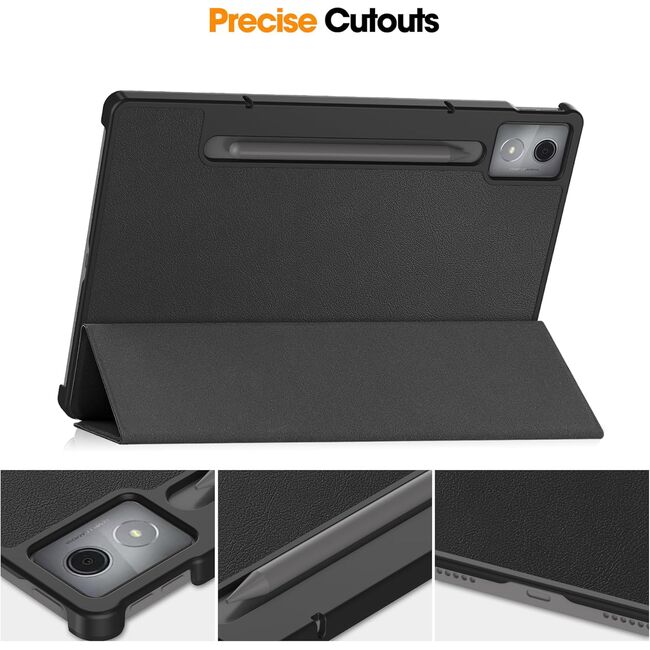 Husa pentru  Lenovo Idea Tab Pro 12.7 tip stand functie sleep/wake-up, protectie 360 - Negru
