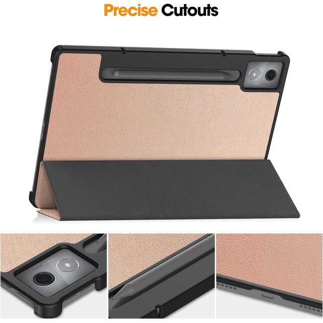 Husa pentru  Lenovo Idea Tab Pro 12.7 tip stand functie sleep/wake-up, protectie 360 - Roz