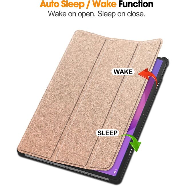 Husa pentru  Lenovo Idea Tab Pro 12.7 tip stand functie sleep/wake-up, protectie 360 - Roz
