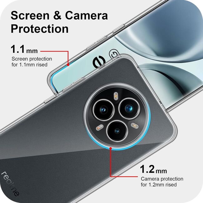 Husa pentru  Realme 14 Pro+ Plus, Anti-Shock 1.5mm, cu protectie lentile, Transparent