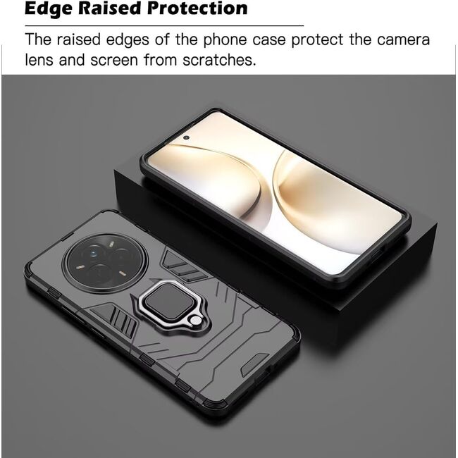 Husa pentru  Realme 14 Pro+ Plus cu inel Ring Armor Kickstand Tough, Negru