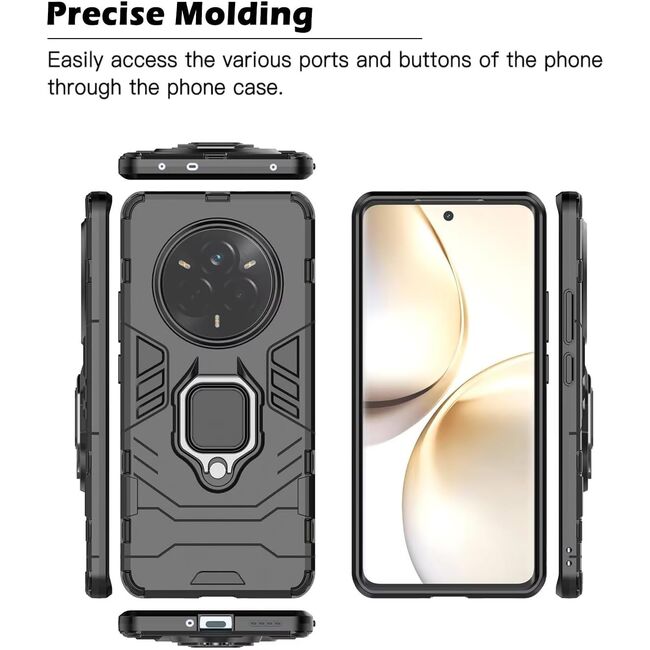 Husa pentru  Realme 14 Pro+ Plus cu inel Ring Armor Kickstand Tough, Negru