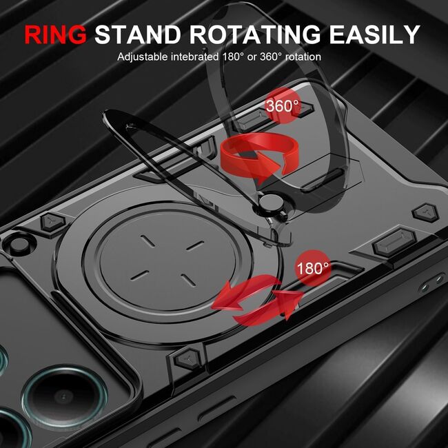 Husa pentru  Xiaomi Redmi Note 14 4G cu protecție pentru cameră și suport magnetic integrat Ring Shockproof, Mov