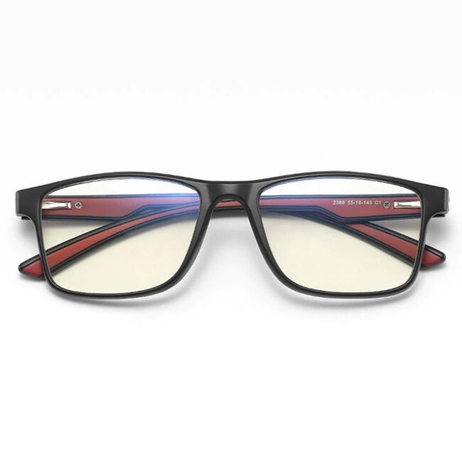 Ochelari Protectie pentru monitor PC, telefon, televizor, anti Lumina Albastra, Antireflex, fara dioptrii, anti oboseala ochilor si stralucire UV - negru / rosu