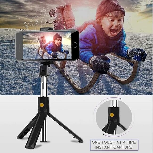Selfie Stick Bluetooth cu telecomanda si tripod Techsuit K07
