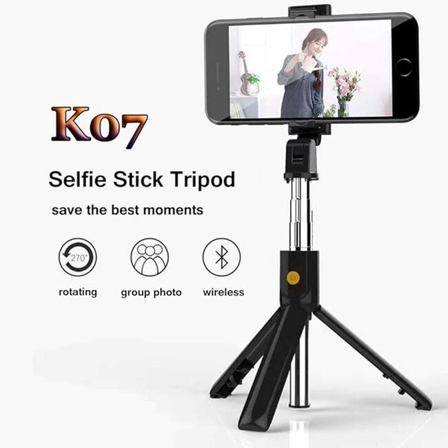 Selfie Stick Bluetooth cu telecomanda si tripod Techsuit K07