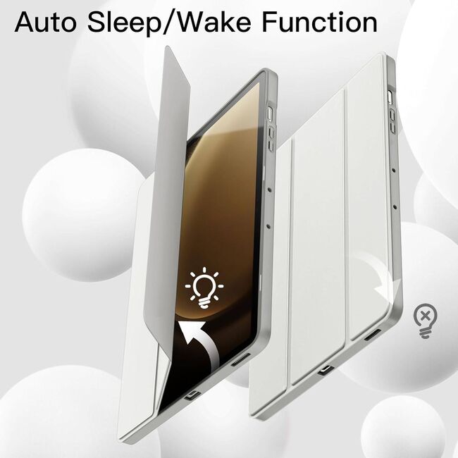 Husa pentru  Samsung Galaxy Tab S10 FE 10.9 inch Soft Shell cu functie wake-up/sleep si compartiment pentru stylus, tip stand - Gri