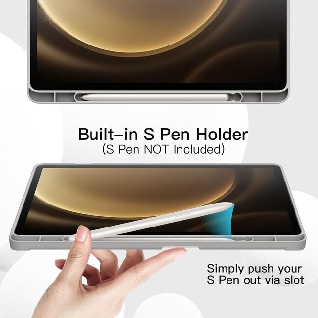 Husa pentru  Samsung Galaxy Tab S10 FE 10.9 inch Soft Shell cu functie wake-up/sleep si compartiment pentru stylus, tip stand - Gri