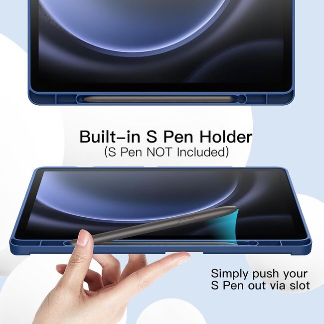 Husa pentru  Samsung Galaxy Tab S10 FE 10.9 inch Soft Shell cu functie wake-up/sleep si compartiment pentru stylus, tip stand - Albastru