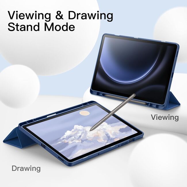 Husa pentru  Samsung Galaxy Tab S10 FE 10.9 inch Soft Shell cu functie wake-up/sleep si compartiment pentru stylus, tip stand - Albastru
