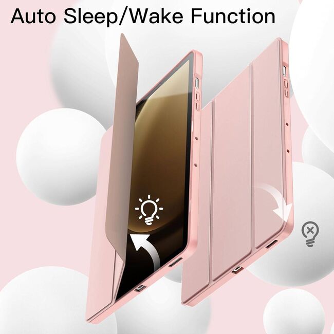 Husa pentru  Samsung Galaxy Tab S10 FE 10.9 inch Soft Shell cu functie wake-up/sleep si compartiment pentru stylus, tip stand - Roz