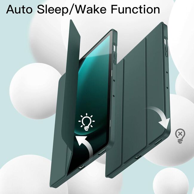 Husa pentru  Samsung Galaxy Tab S10 FE 10.9 inch Soft Shell cu functie wake-up/sleep si compartiment pentru stylus, tip stand - Verde